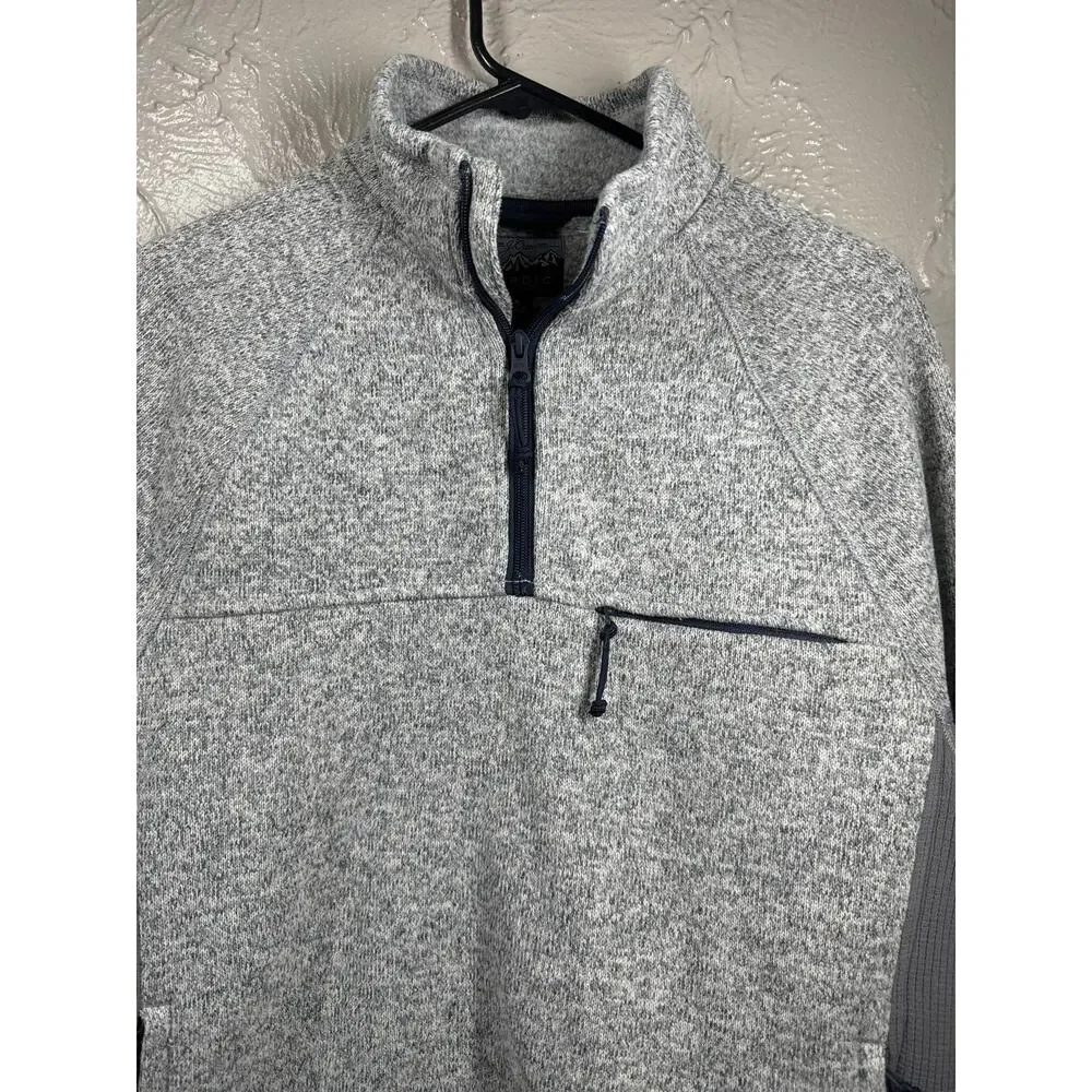 J. Crew Nordic Gray Sweatshirt Pullover Mock Neck Zip Closure Pockets Mens Small